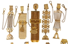 VICTORIAN GOLD-FILLED POCKET WATCH FOBS - LOT OF 10