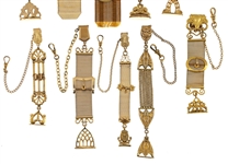 VICTORIAN GOLD-FILLED POCKET WATCH FOBS - LOT OF 10