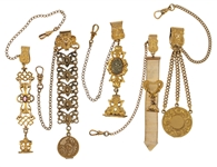 VICTORIAN GOLD-FILLED POCKET WATCH FOBS - LOT OF 5