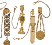 VICTORIAN GOLD-FILLED POCKET WATCH FOBS - LOT OF 5