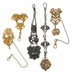 VICTORIAN GOLD-FILLED POCKET WATCH FOBS - LOT OF 5
