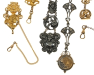 VICTORIAN GOLD-FILLED POCKET WATCH FOBS - LOT OF 5