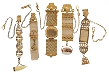 VICTORIAN GOLD-FILLED POCKET WATCH FOBS - LOT OF 5