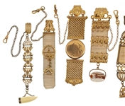 VICTORIAN GOLD-FILLED POCKET WATCH FOBS - LOT OF 5