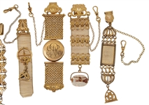 VICTORIAN GOLD-FILLED POCKET WATCH FOBS - LOT OF 5