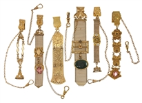 VICTORIAN GOLD-FILLED POCKET WATCH FOBS - LOT OF 6