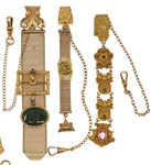 VICTORIAN GOLD-FILLED POCKET WATCH FOBS - LOT OF 6