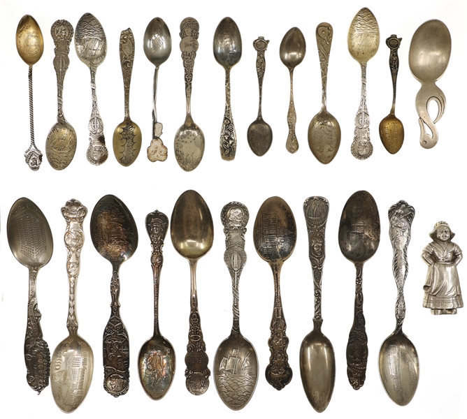 SILVER TRAVEL SOUVENIR SPOONS & SALT/ PEPPER SHAKER