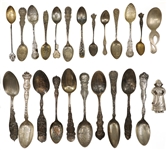 SILVER TRAVEL SOUVENIR SPOONS & SALT/ PEPPER SHAKER
