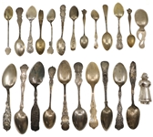 SILVER TRAVEL SOUVENIR SPOONS & SALT/ PEPPER SHAKER