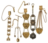 VICTORIAN GOLD-FILLED POCKET WATCH FOBS - LOT OF 5