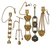 VICTORIAN GOLD-FILLED POCKET WATCH FOBS - LOT OF 5