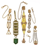 VICTORIAN GOLD-FILLED POCKET WATCH FOBS - LOT OF 5