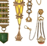 VICTORIAN GOLD-FILLED POCKET WATCH FOBS - LOT OF 5