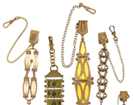 VICTORIAN GOLD-FILLED POCKET WATCH FOBS - LOT OF 5