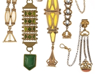VICTORIAN GOLD-FILLED POCKET WATCH FOBS - LOT OF 5