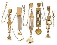 VICTORIAN GOLD-FILLED POCKET WATCH FOBS - LOT OF 5