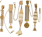 VICTORIAN GOLD-FILLED POCKET WATCH FOBS - LOT OF 5