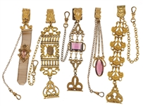 VICTORIAN GOLD-FILLED POCKET WATCH FOBS - LOT OF 5
