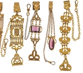 VICTORIAN GOLD-FILLED POCKET WATCH FOBS - LOT OF 5