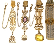 VICTORIAN GOLD-FILLED POCKET WATCH FOBS - LOT OF 5