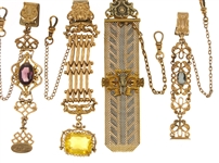 VICTORIAN GOLD-FILLED POCKET WATCH FOBS - LOT OF 5