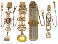 VICTORIAN GOLD-FILLED POCKET WATCH FOBS - LOT OF 5