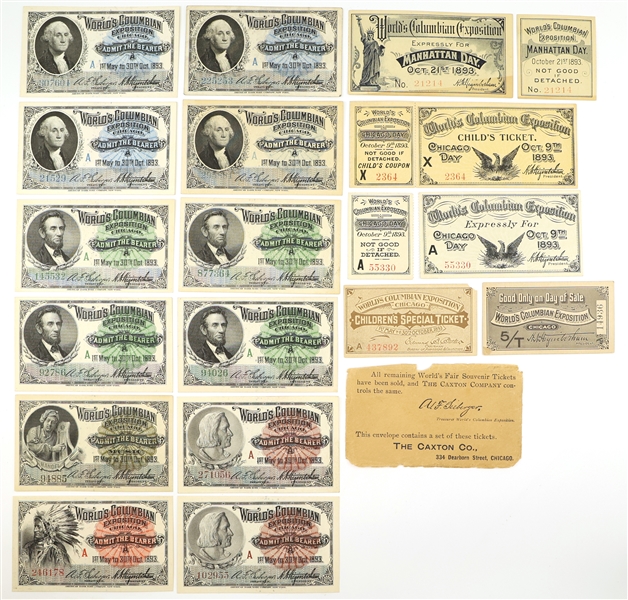 1893 WORLDS COLUMBIAN EXPOSITION SOUVENIR TICKETS