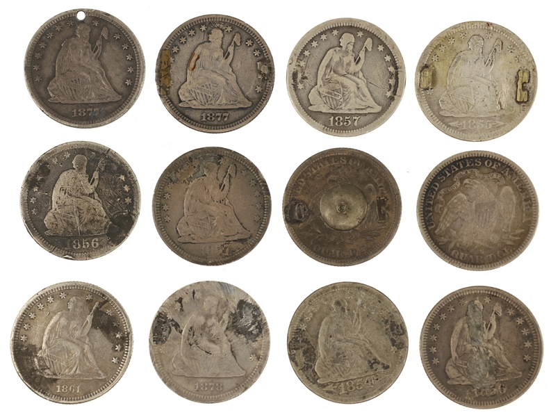 US SEATED LIBERTY QUARTER LOVE TOKENS 