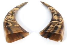 DRAGON & PHOENIX CARVED HORNS