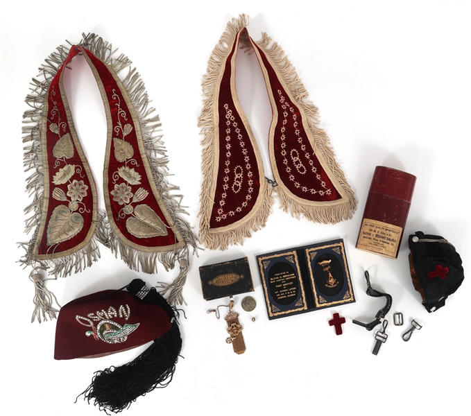 MASONIC SASHES, MEDAL, TOKEN, BOOK, & MORE