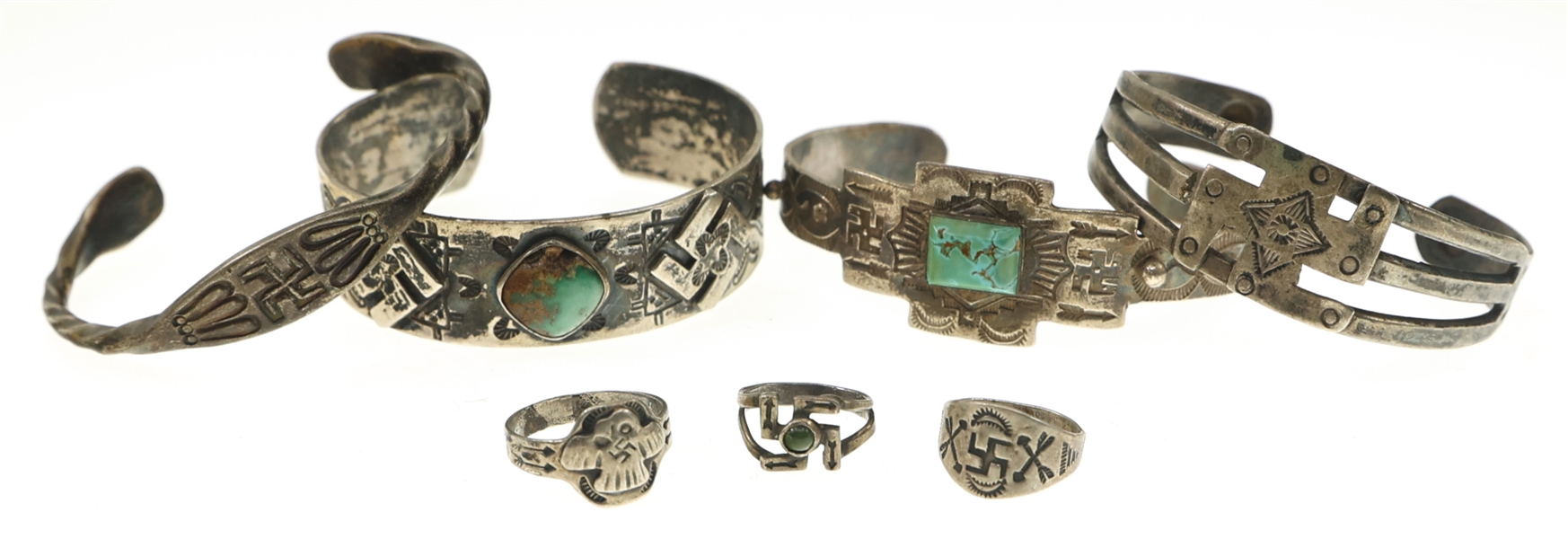 STERLING SILVER NATIVE AMERICAN CUFF BRACELETS & RINGS