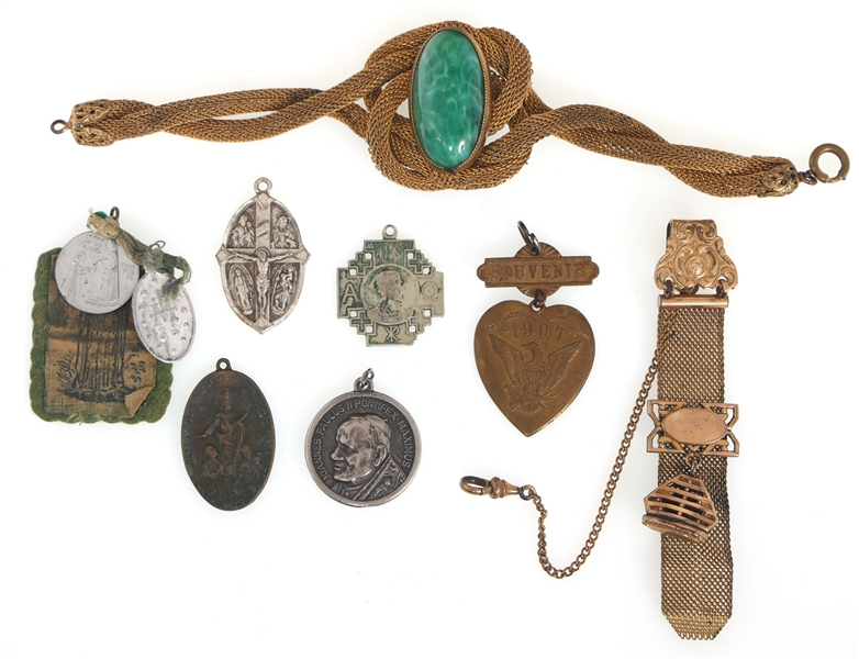 19TH & 20TH C. COSTUME JEWELRY & RELIGIOUS TOKENS