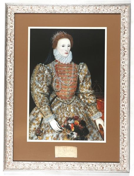 QUEEN ELIZABETH I FRAMED SIGNATURE & PRINT 