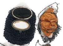 BEADED EVENING BAGS W/ DECORATIVE HANDLES/LIDS