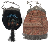 EARLY 20TH C. BEADED EVENING BAGS W/ SILVER-TONE FRAMES