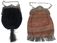 EARLY 20TH C. BEADED EVENING BAGS W/ SILVER-TONE FRAMES
