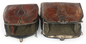 EARLY 20TH C. ART & CRAFTS ERA TOOLED LEATHER HANDBAGS 