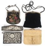 20TH C. LEATHER, VELVET, & EMBROIDERED HANDBAGS
