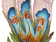 ALEXA KLEINBARD OIL ON WOOD PITCHER PLANT PAINTING