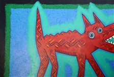 WILL LUCK GUARD DOG ACRYLIC ON CANVAS PAINTING 