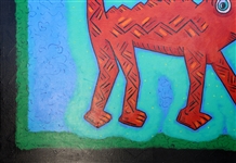 WILL LUCK GUARD DOG ACRYLIC ON CANVAS PAINTING 