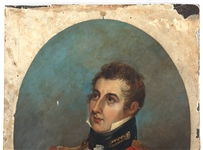 19TH C. OIL ON WOOD PANEL BRITISH OFFICER PORTRAIT 