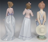 LLADRO PORCELAIN FIGURINES W/ FLOWERS 7622, 7644 & 7650