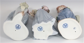 LLADRO PORCELAIN FIGURINES W/ FLOWERS 7622, 7644 & 7650