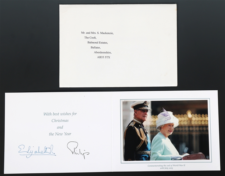 QUEEN ELIZABETH II & PHILIP SIGNED CHRISTMAS CARD