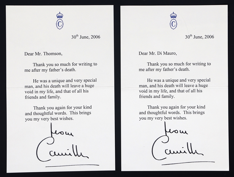 QUEEN CONSORT CAMILLA AUTOPEN SIGNED LETTERS