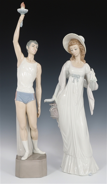 LLADRO TORCH BEARER & DAINTY LADY PORCELAIN FIGURINES
