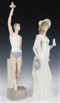 LLADRO TORCH BEARER & DAINTY LADY PORCELAIN FIGURINES