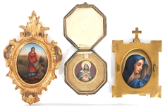 HAND-PAINTED MADONNA & ST. CECELIA MINIATURE ICONS